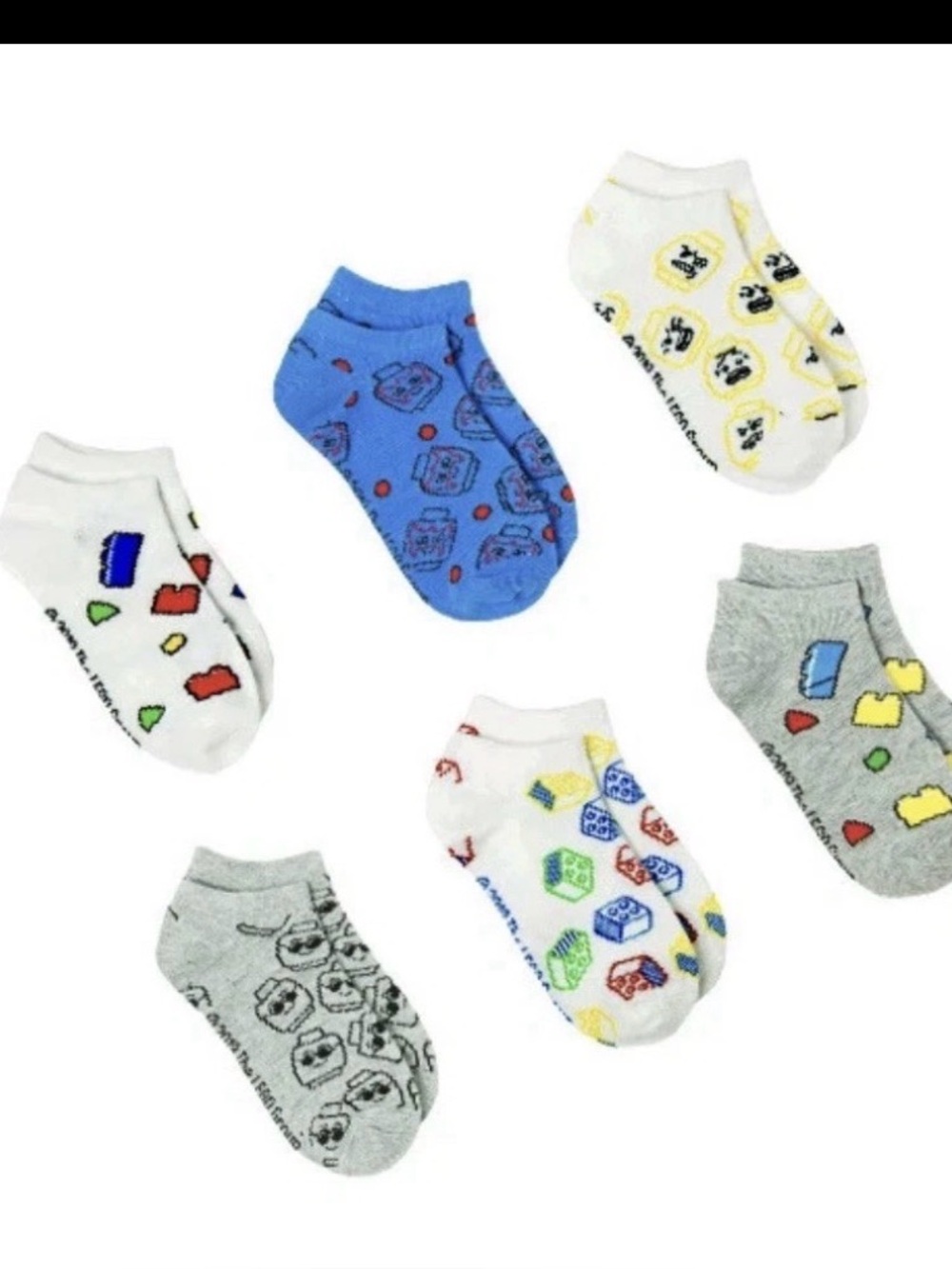 Lego Boys Size S Low Cut No Show Socks Shoe Size 4.5-8.5 Brand New